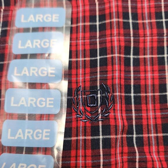 NEW Chaps Mens Easy Care Stretch Shirt‎ Size L Plaid Long Sleeve Red Blue - Picture 3 of 6